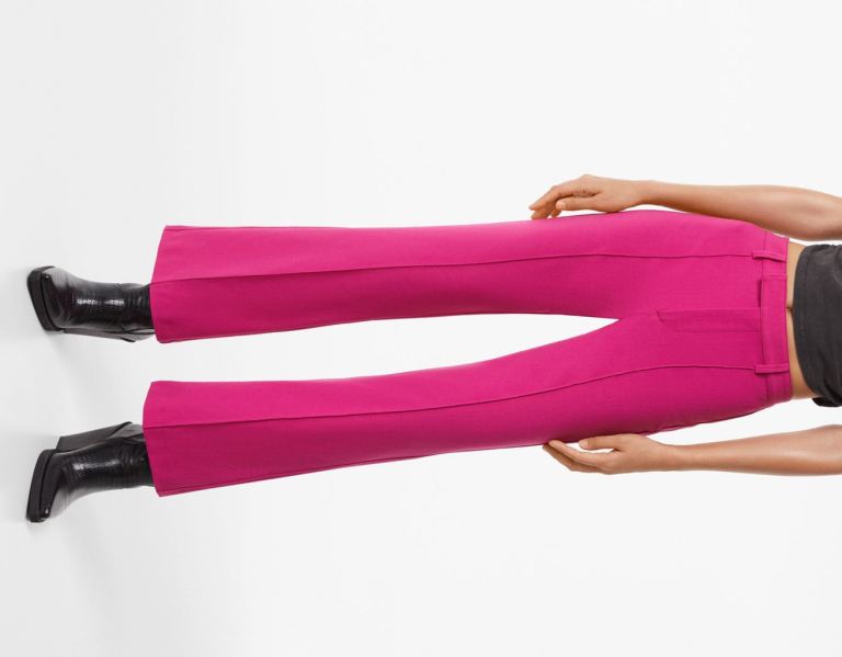 Fuchsia Women's Bershka Tailored Kick Flare Pants | 5Fas5NTtQq1