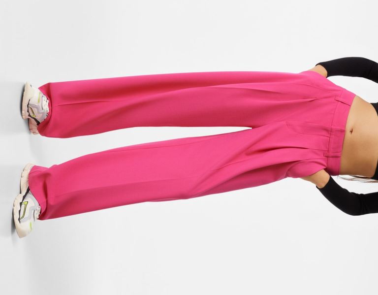 Fuchsia Women's Bershka Tailored Pants Suits | REWEXMZUTV5