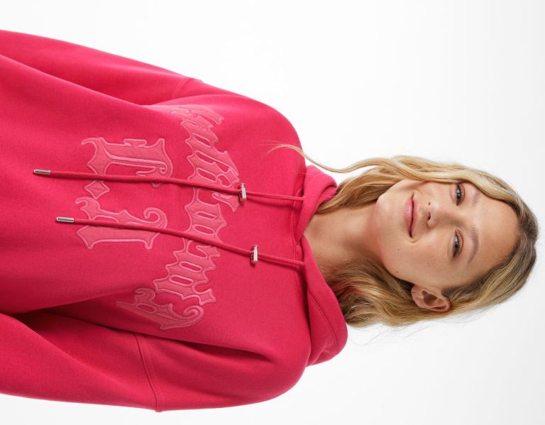 Fuchsia Women's Bershka With Embroidery Hoodie | RLV7Vk6nmx4