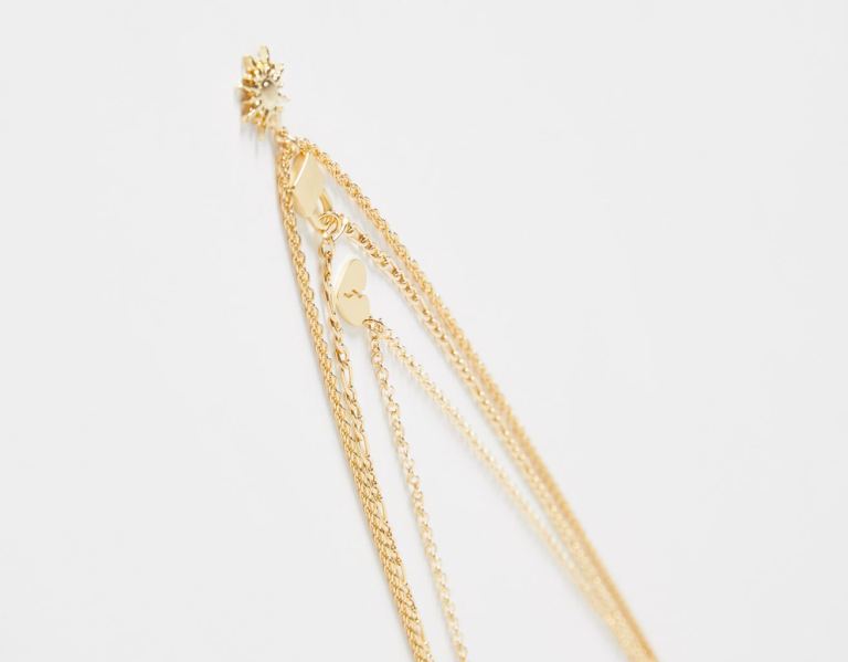 Gold Men's Bershka Necklace With Padlock Jewelry | eK9BMGjdoaE