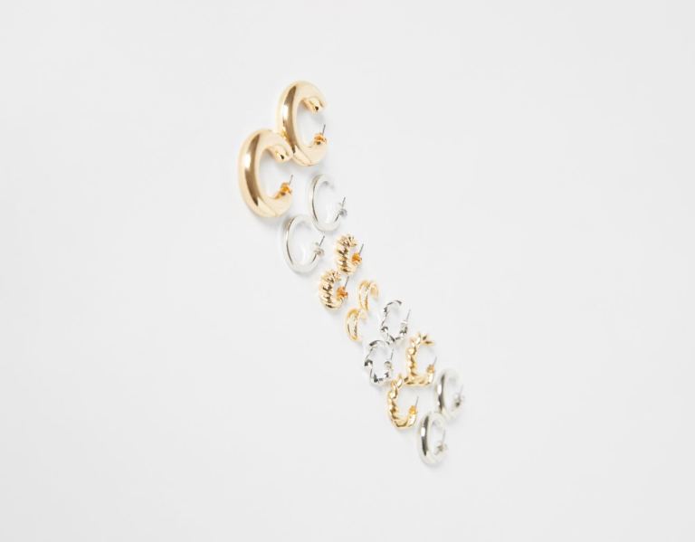 Gold Women's Bershka 7-pack Of Hoop Earrings Jewelry | WFWn9HuNCqC