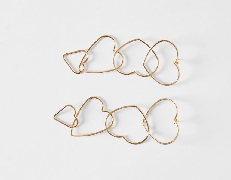 Gold Women's Bershka Heart Cascading Earrings Jewelry | KEkAIHKc8Gk