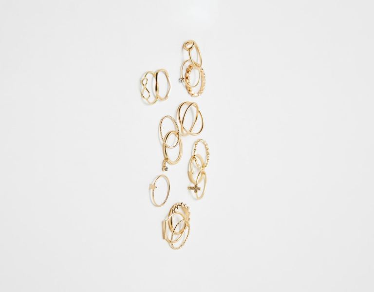 Gold Women's Bershka Set Of 15 Gold-effect Cross Rings Jewelry | ITThUp8vrOV