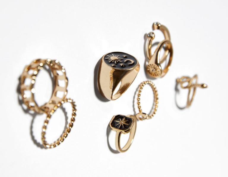 Gold Women's Bershka Set Of 8 Snake Rings Jewelry | IjNjOoJtXAK