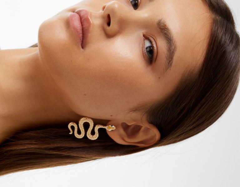 Gold Women's Bershka Snake Earrings Jewelry | veBFYxCdh7i