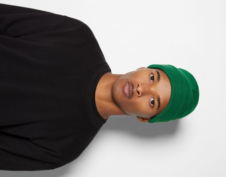 Green Men's Bershka Basic Beanie Caps | tt0Gy2mnY5v