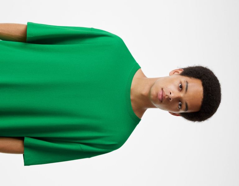 Green Men's Bershka Extra-loose-fit Short Sleeve T Shirts | BwyQlzK4EWw