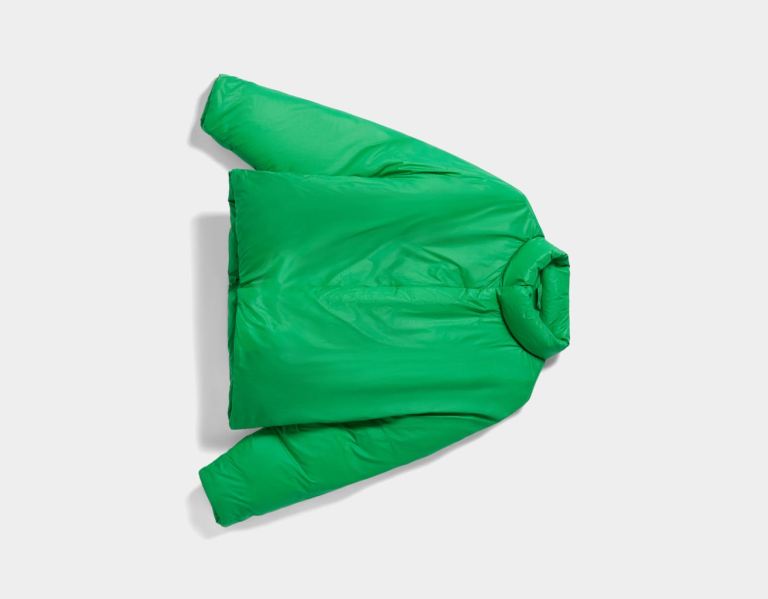 Green Men's Bershka High Neck Quilted Down Jackets | bBuiYpHBAJU