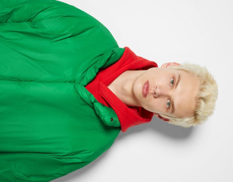 Green Men's Bershka High Neck Quilted Jackets | CrQXNhRKNAh