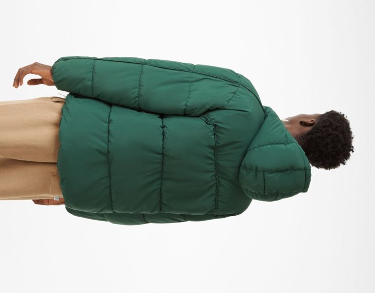 Green Men's Bershka Puffer With Hood Down Jackets | GHkxschyprI