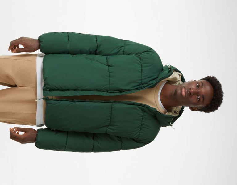 Green Men\'s Bershka Puffer With Hood Down Jackets | GHkxschyprI