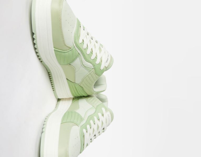 Green Men's Bershka Quilted With Topstitching Trainers | BUsdGuN8GYR