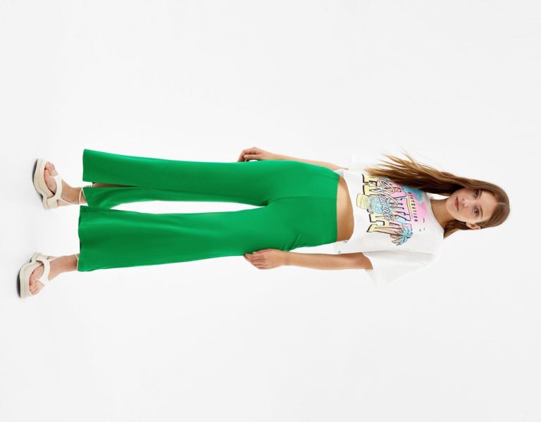 Green Women\'s Bershka Flowing Culottes Pants | 5CFiKnppsvn