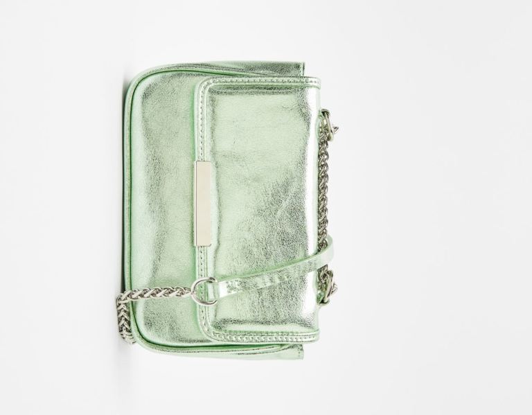 Green Women's Bershka Metallic Mini Bags | bK4PjEiTh0G