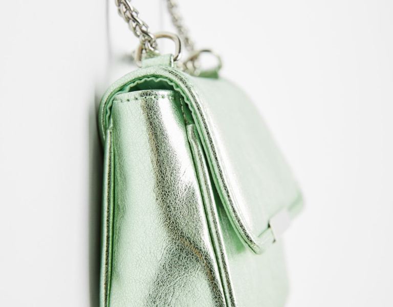 Green Women's Bershka Metallic Mini Bags | bK4PjEiTh0G