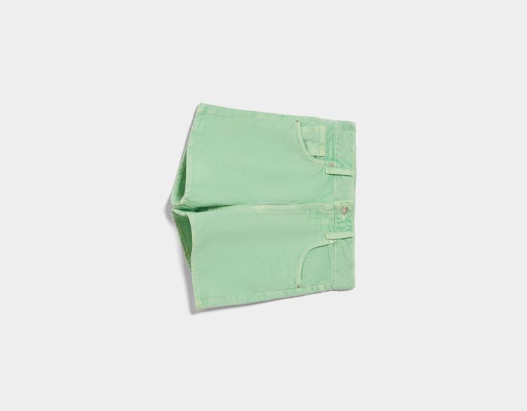 Green Women's Bershka Mom Fit Denim Shorts | 1LHSu4Skswc