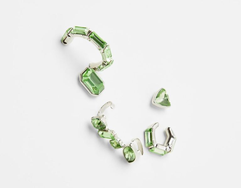 Green Women's Bershka Set Of 5 Bejeweled Earcuff Earrings Jewelry | lKcMraGBJyQ