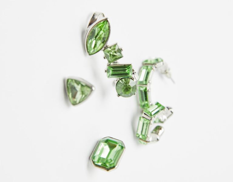 Green Women's Bershka Set Of 5 Bejeweled Earcuff Earrings Jewelry | lKcMraGBJyQ