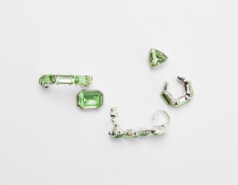 Green Women's Bershka Set Of 5 Bejeweled Earcuff Earrings Jewelry | lKcMraGBJyQ