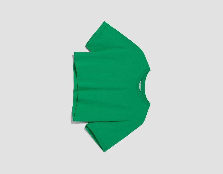 Green Women's Bershka Short Sleeve Cropped T Shirts | MSNjhgN47xr