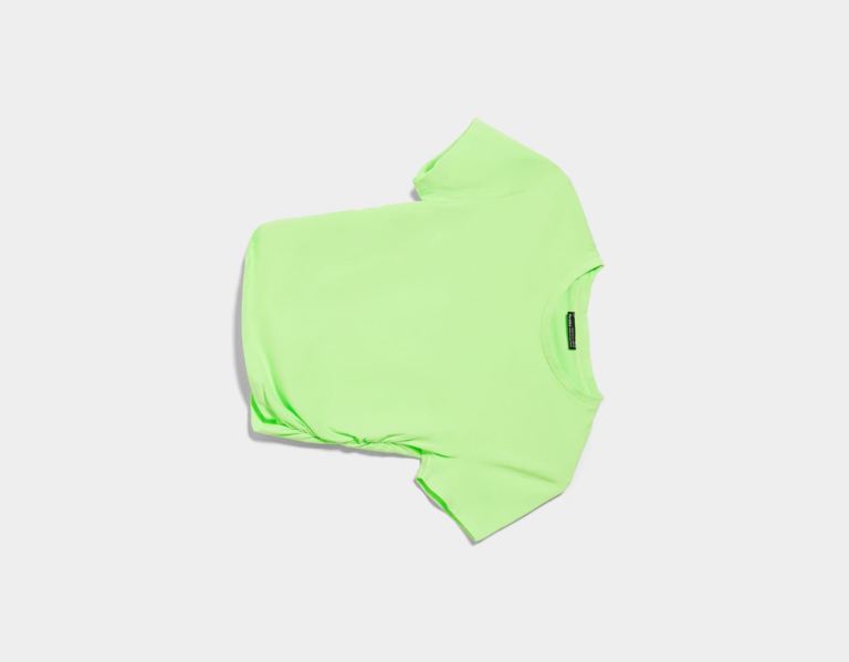 Green Women's Bershka Short Sleeve With Side Pleats T Shirts | KLhpNCXAyqx