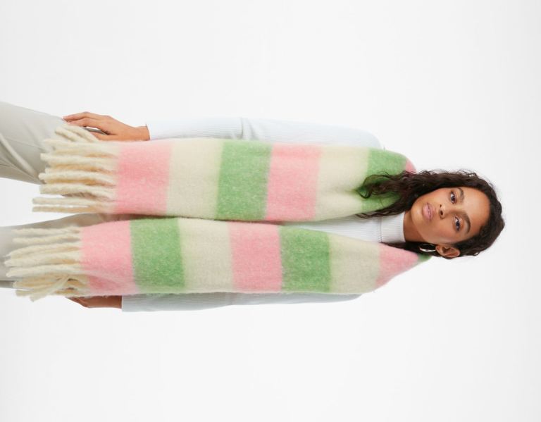 Green Women\'s Bershka Striped Scarves | 2d6cjGx1cIU