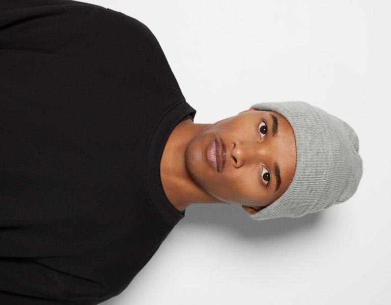 Grey Men's Bershka Basic Beanie Caps | R4v4gAN2TaF