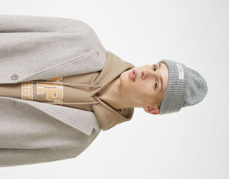 Grey Men's Bershka Comfort Coat Outerwear | UdcQiKDZDKJ