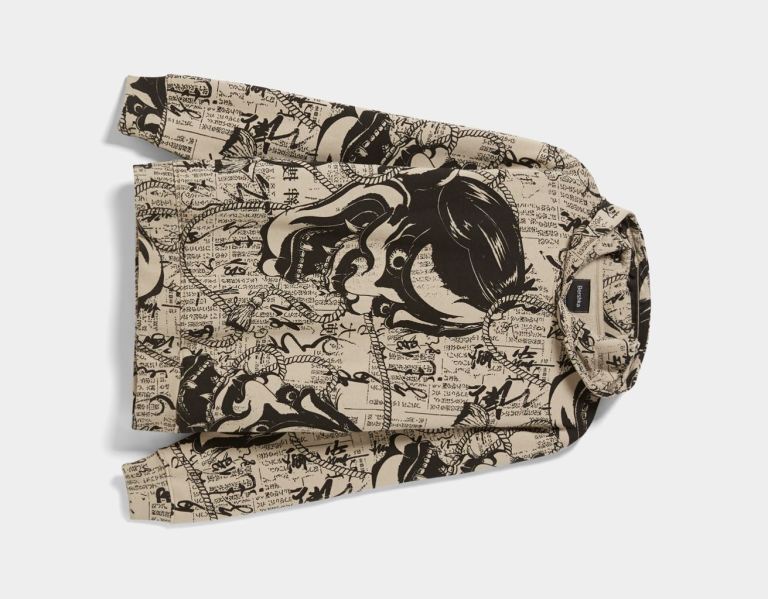 Grey Men's Bershka Easy Fit Anime Print Hoodie | E760D9d9If5