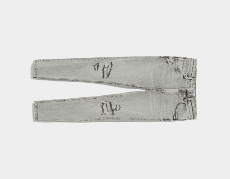 Grey Men's Bershka Super Skinny Ripped Jeans | KmcIkKDv7NK