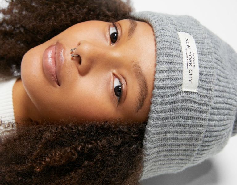 Grey Women's Bershka Monochrome Beanie | jpoIipB9niK