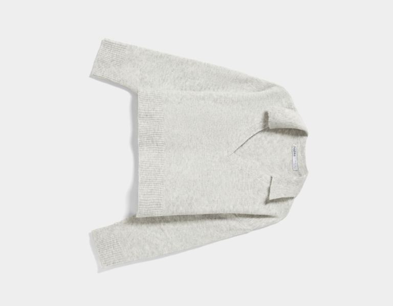 Grey Women's Bershka Sweater With Polo Collar Knitwear | nIhdNiY2EnK