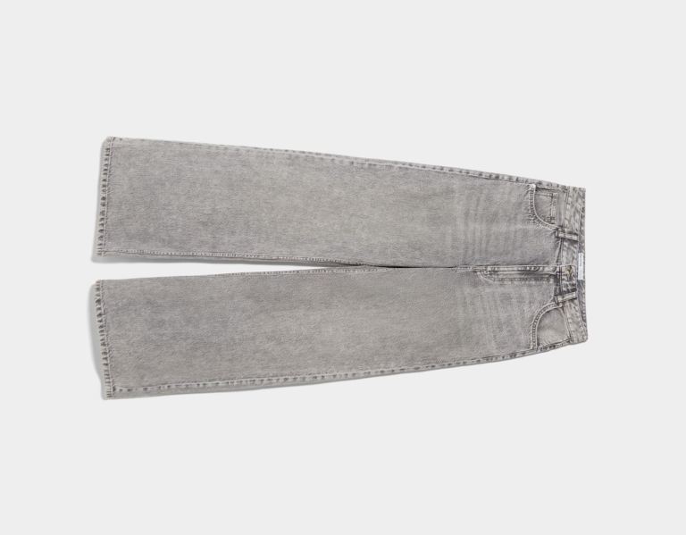 Grey Women's Bershka Wide-leg Jeans | gEaYLGFpY1W