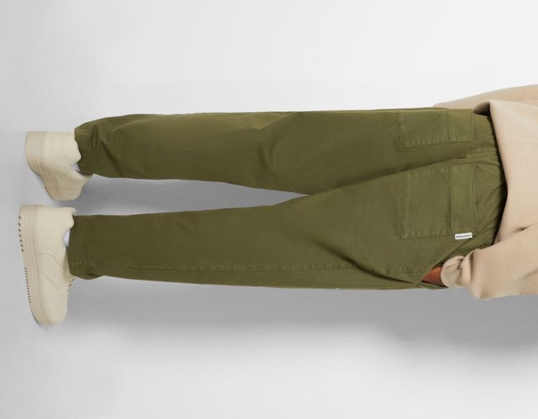 Khaki Men's Bershka Loose Fit Cotton With Darts Pants | rl5Cua2NKvb