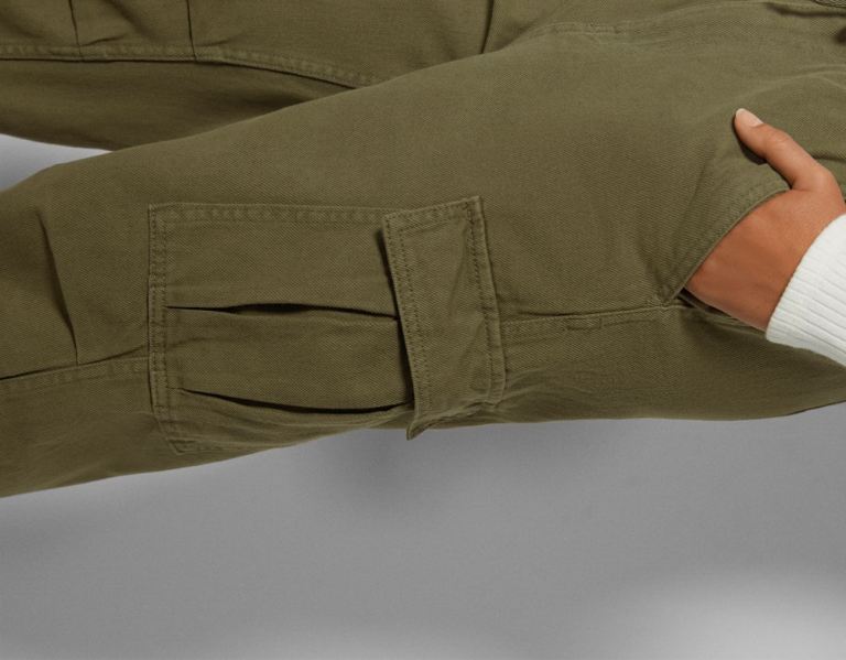 Khaki Women's Bershka Cargo Parachute Jeans | nsprUDl2otj