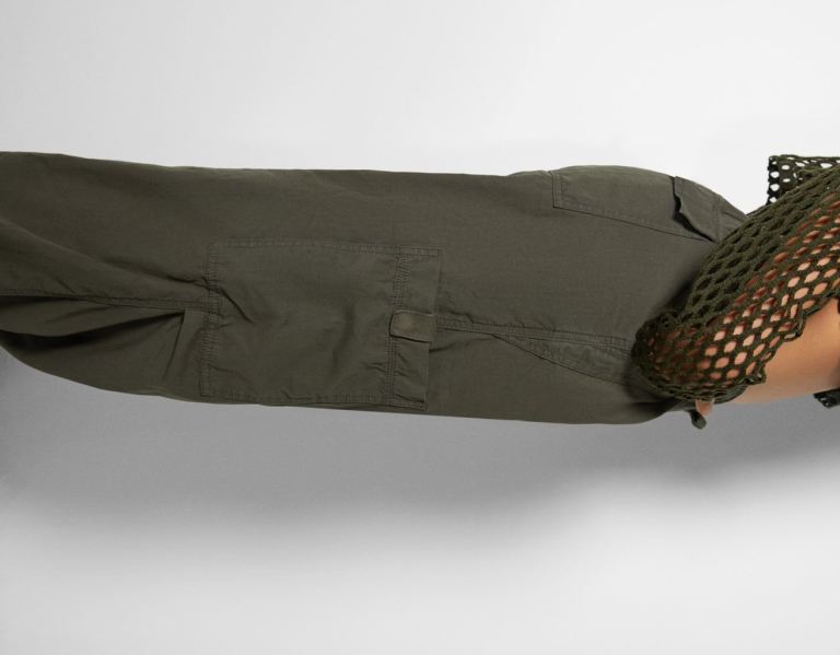 Khaki Women's Bershka Cargo Parachute Pants | lHeOo5uPeWI