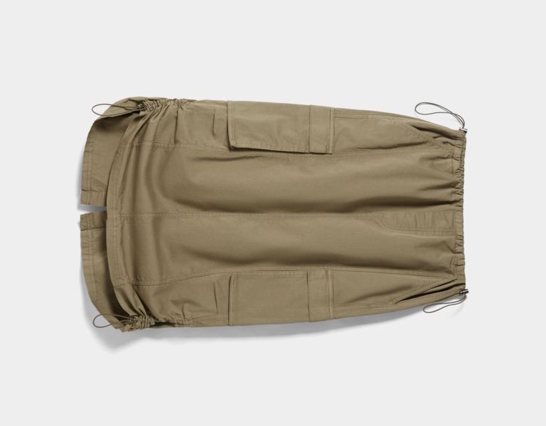 Khaki Women's Bershka Parachute Cargo Midi Skirts | WCzxUaunV5Y