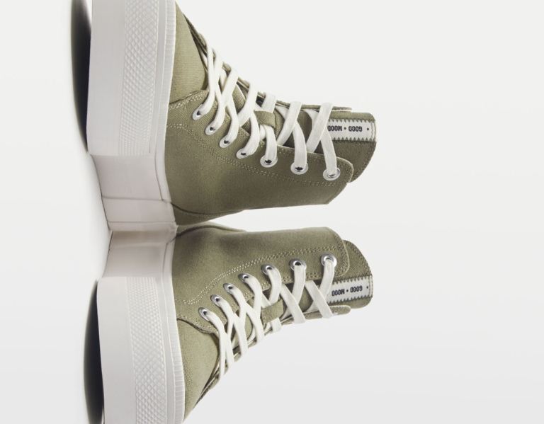 Khaki Women's Bershka Platform High-top Sneakers | 2MOjqIiBLgr