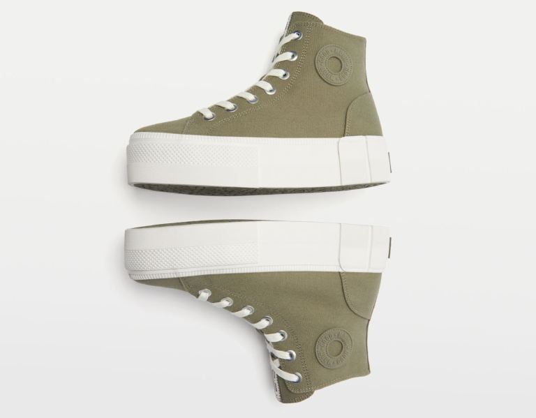 Khaki Women\'s Bershka Platform High-top Sneakers | 2MOjqIiBLgr