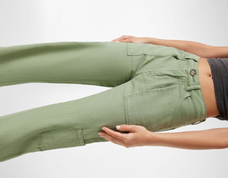 Khaki Women's Bershka Twill Pants Cargo | TDiSy14D8Vu