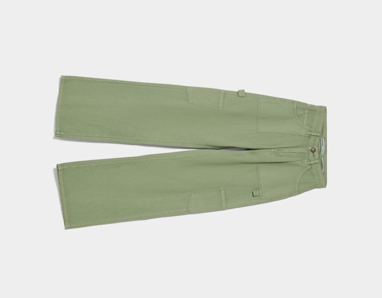 Khaki Women's Bershka Twill Pants Cargo | TDiSy14D8Vu