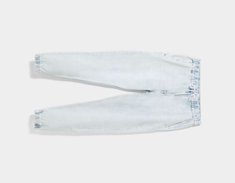 Light Blue Men's Bershka Jogger Jeans | BzpkuTAzyWG