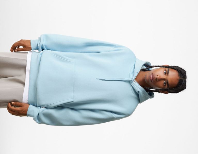 Light Blue Men\'s Bershka Oversize Hoodie | ozonwGbV6Qu