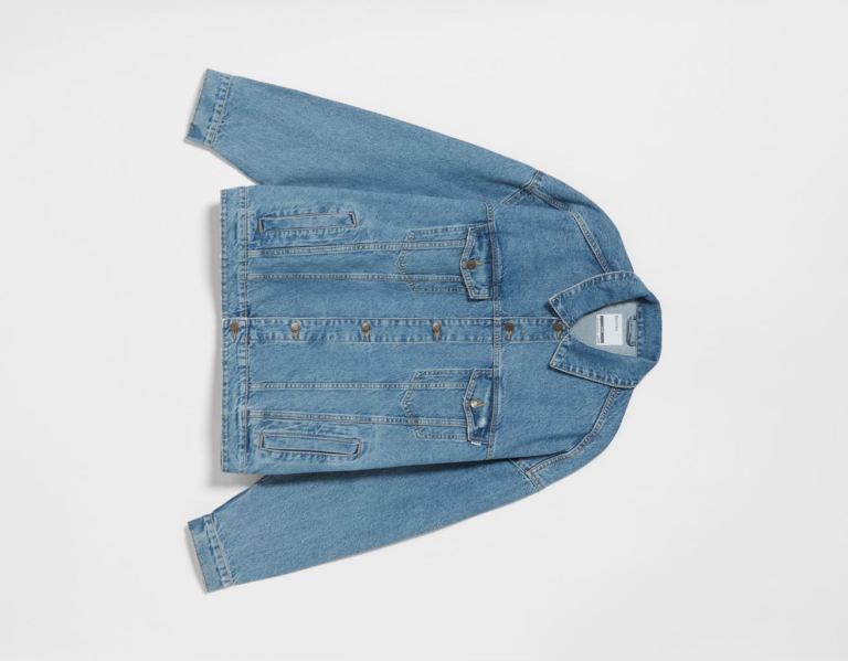 Light Blue Men's Bershka Oversized Denim Jackets | RbP99O9FGkK