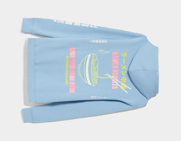 Light Blue Men's Bershka Printed Hoodie | dwbcinlThP0