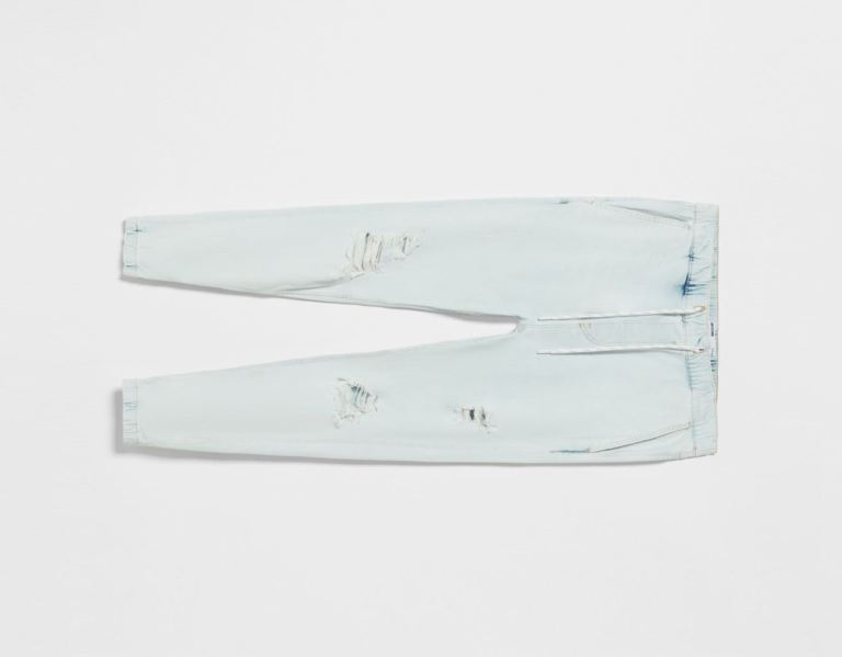 Light Blue Men's Bershka Ripped Jogger Jeans | 3wrapp76OSu