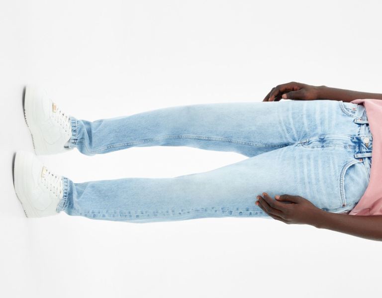 Light Blue Men's Bershka Straight Fit Vintage Jeans | F4XJPHyUMvI