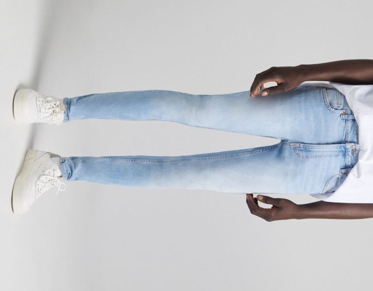 Light Blue Men's Bershka Super Skinny Jeans | KTUmNrY9fzW