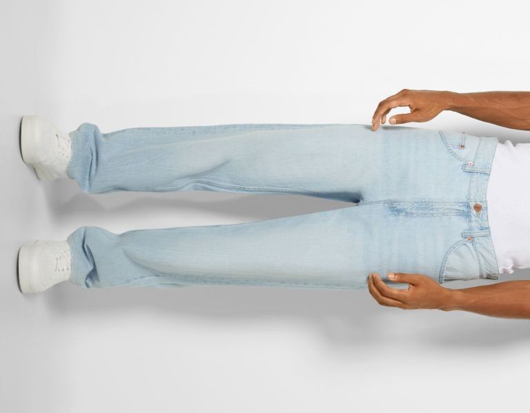 Light Blue Men's Bershka Wide-leg ’90s Jeans | Jhn1xWGf1N0