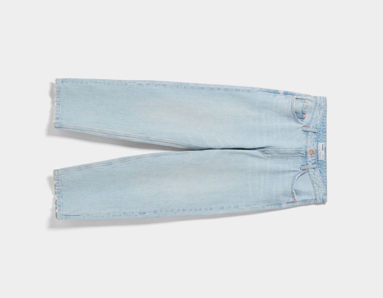 Light Blue Men's Bershka Wide-leg ’90s Jeans | Jhn1xWGf1N0